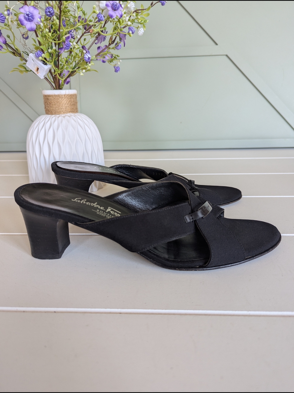 Salvatore Ferragamo Black Crisscross Slide Sandals - Picture 6 of 15